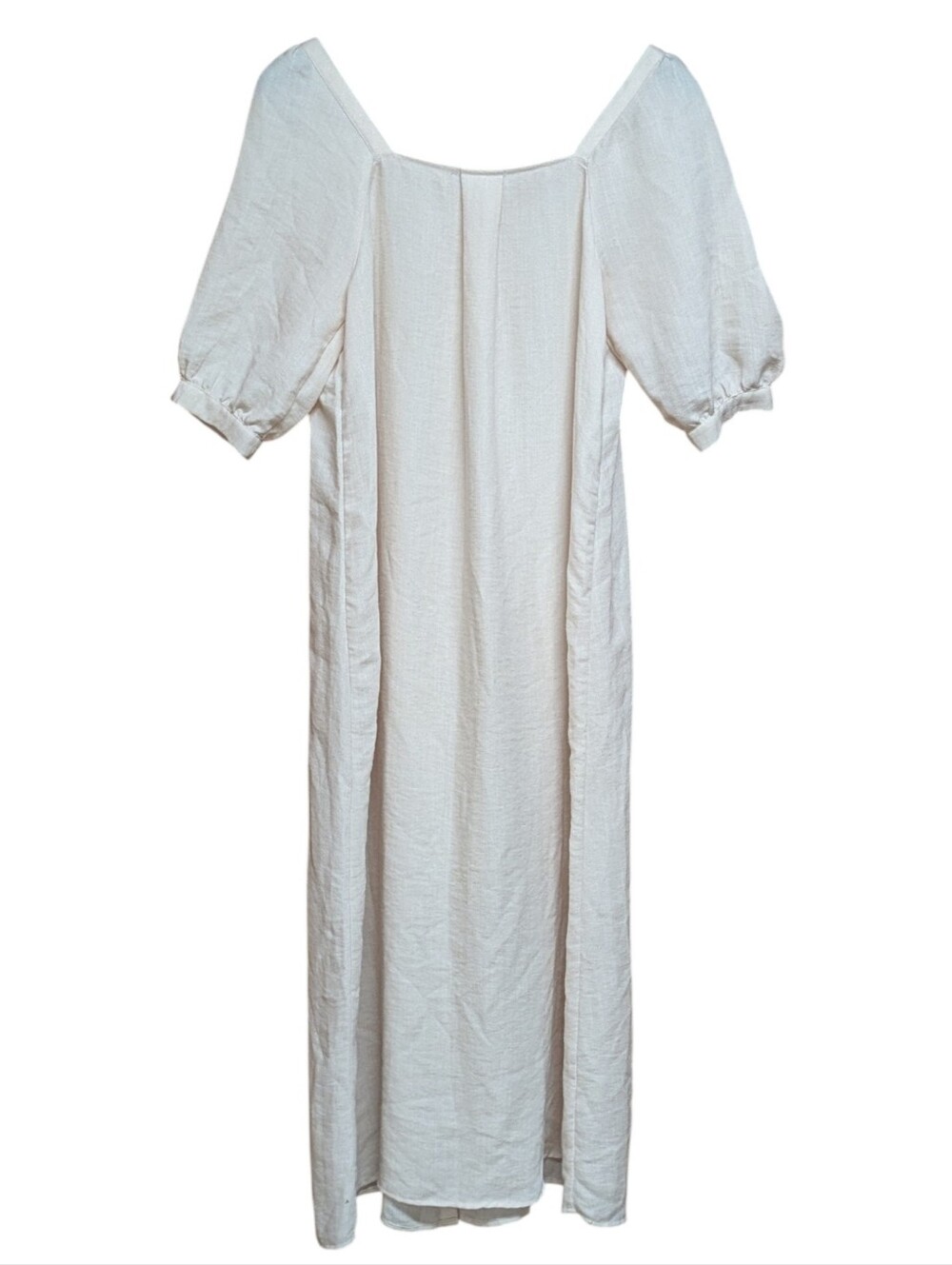 MNG Mango Puff Sleeve Button Front Maxi Dress Cream Size 8 - Picture 7 of 11